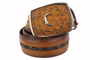 Cuadra Flame Miel Modern Ostrich Leather Belt