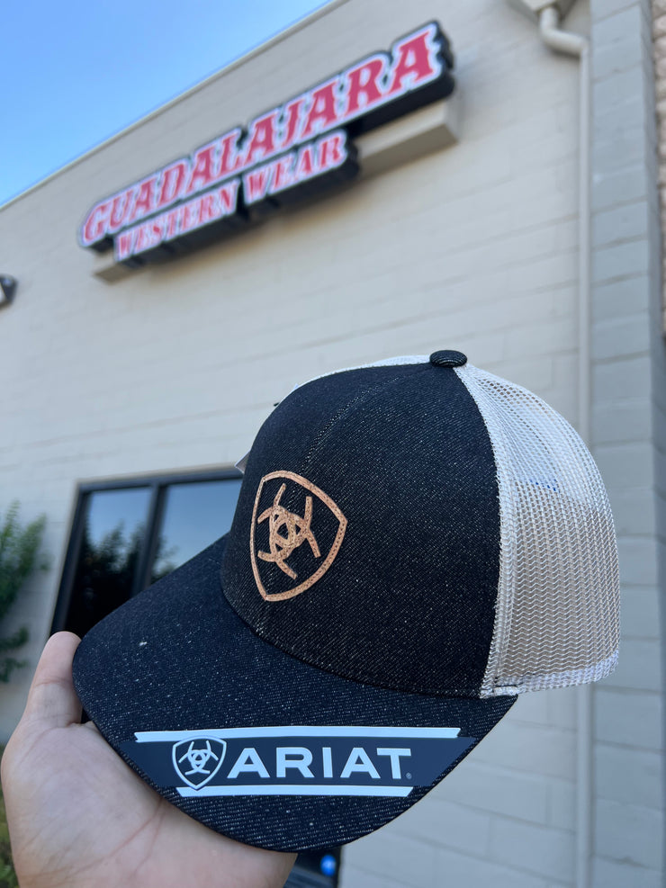 Ariat Logo Brown Leather Patch Cap
