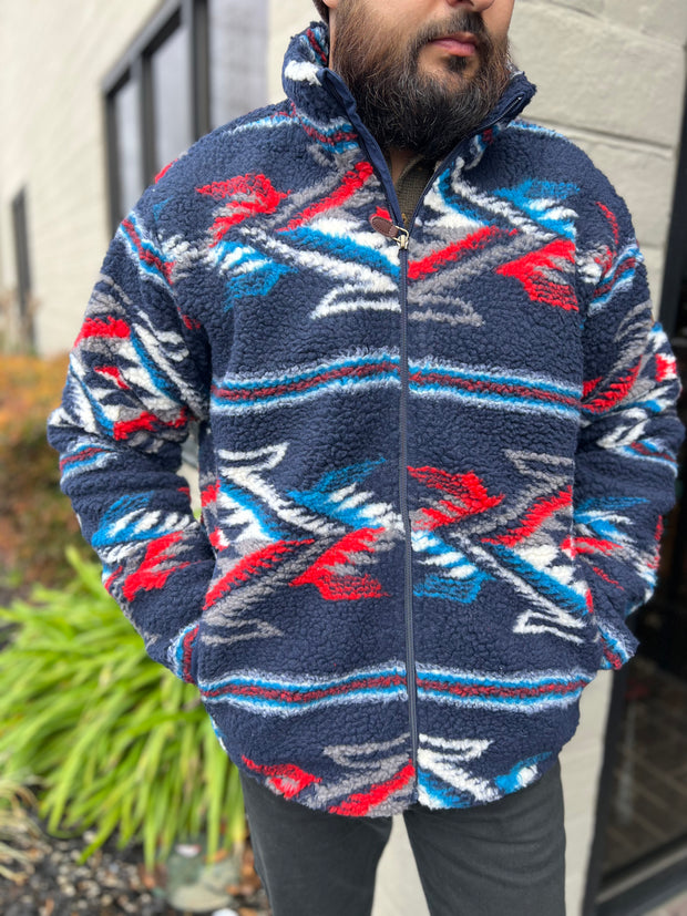 Ariat Men's New Mexico Navy Fleece Chimayo Jacket Zip Up