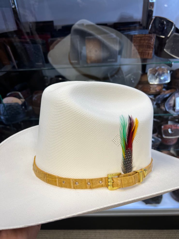 Genuine Buttercup Caiman Leather Hat Band