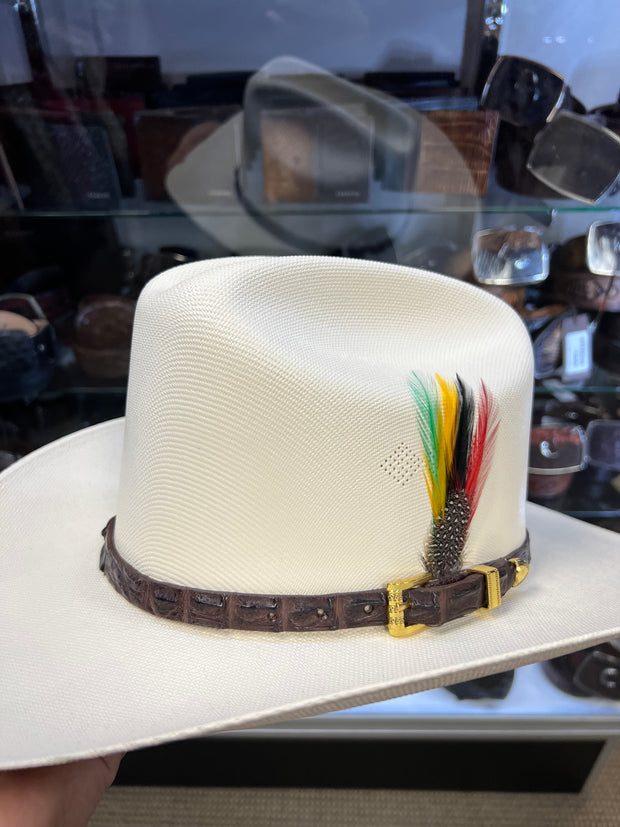 Genuine Dark Brown Caiman Leather Hat Band
