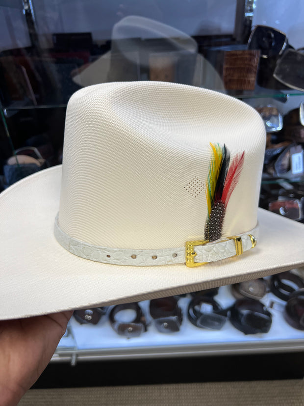 Genuine Winter White Caiman Leather Hat Band