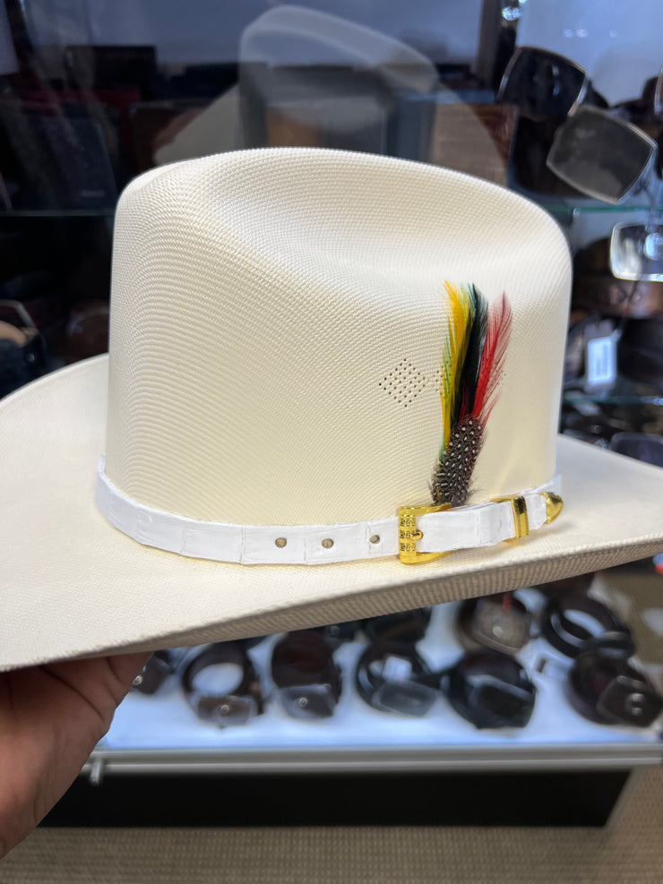 Genuine Premium White Caiman Leather Hat Band