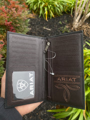 Ariat Mens Black Suede Rodeo Wallet/ Checkbook Cover