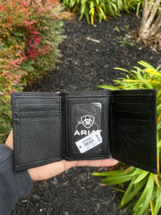 Ariat Mens Black/Silver Tri-Fold Case