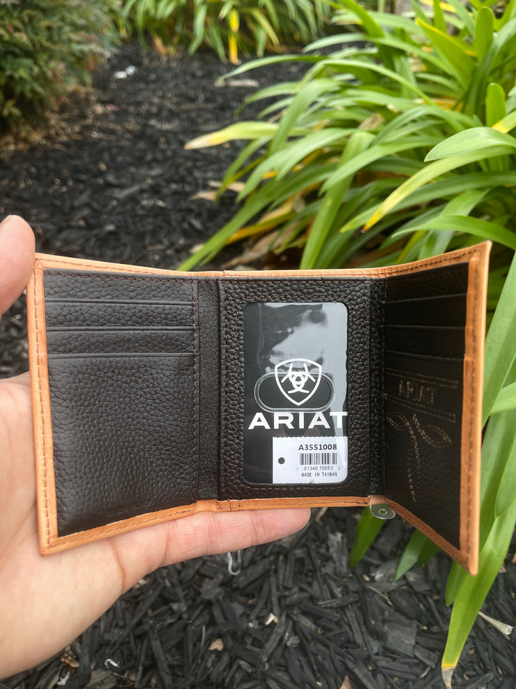 Ariat Mens Honey Flower Tri-Fold Wallet