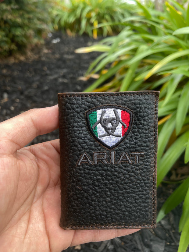 Ariat Mens Mexico Logo Tri-Fold Wallet