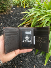 Ariat Mens Mexico Logo Tri-Fold Wallet