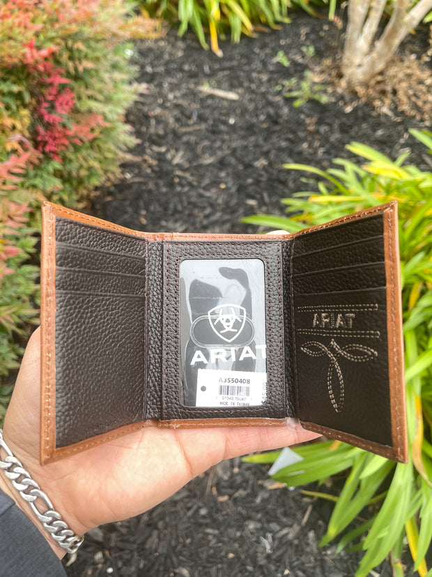 Ariat Mens Walnut Tri-Fold Wallet