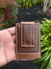 Ariat Mens Walnut Money Clip Wallet