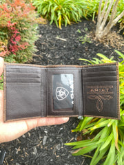 Ariat Mens Dark Chocolate Tri-Fold Wallet