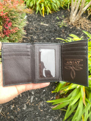 Ariat Mens Black Suede Tri-Fold Wallet