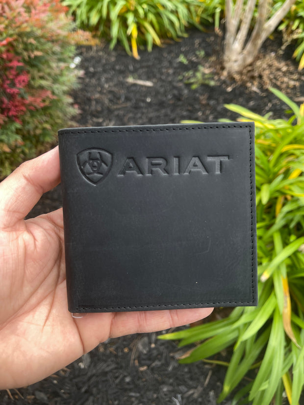 Ariat Mens Black Suede Bi-Fold Wallet