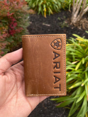 Ariat Mens Camel Suede Tri-Fold Wallet