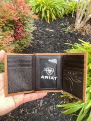 Ariat Mens Camel Suede Tri-Fold Wallet