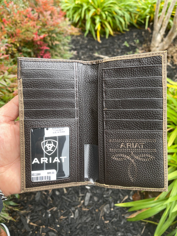 Ariat Mens Vintage Gold Suede Rodeo Wallet/ Checkbook