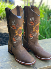 Reyme Crazy Tang Sunflower Stitched Cowgirl Boot