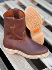 Lightweight Brown Pull-On Style Soft Toe Work Boot