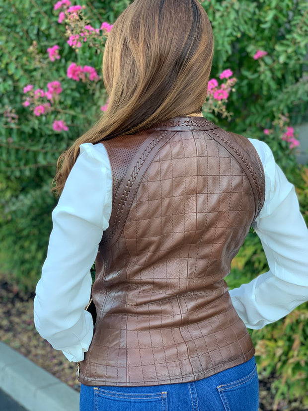 Cuadra Bovine Engraved Design Leather Vest