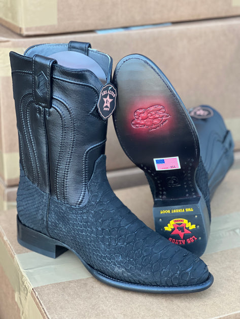 Los Altos Nobuck Black Python Roper Cowboy Boots – Guadalajara Western Wear