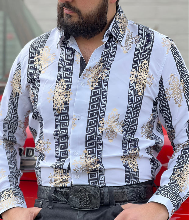 Camisa Vaquera Estilo Versace para Caballero (Blanca)