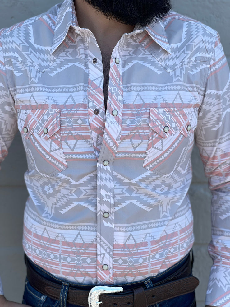 Rock and Roll Vintage Corral Aztec Snap Long Sleeve Shirt