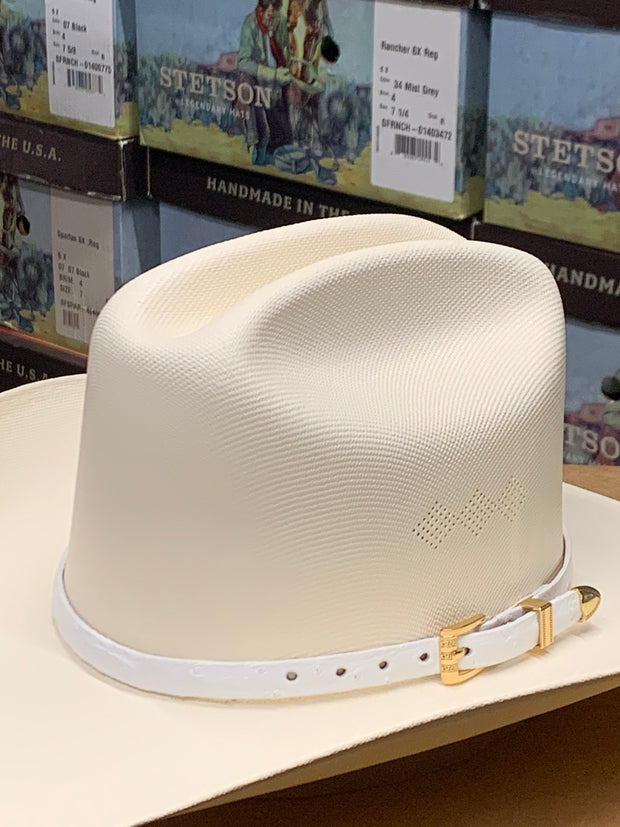 Genuine Premium White Ostrich Leather Hat Band