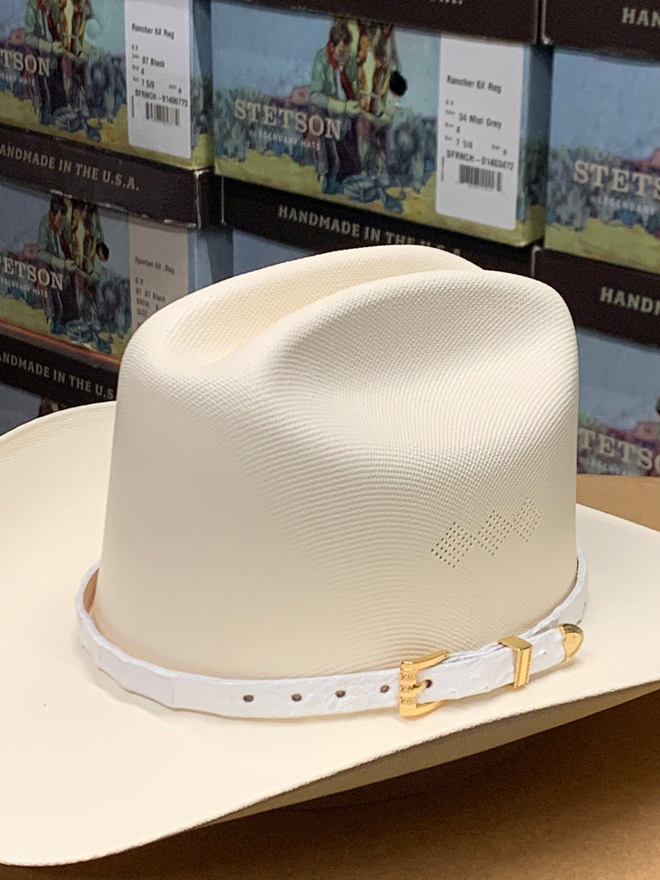 Genuine Premium White Caiman Leather Hat Band