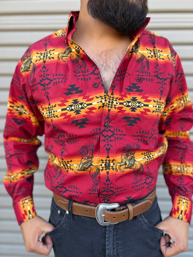 Ariat Nathaniel Tango Red Classic Fit Long Sleeve Shirt