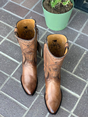 Cuadra Almond Deer With Side Zipper Semi Oval Toe Cowboy Boots