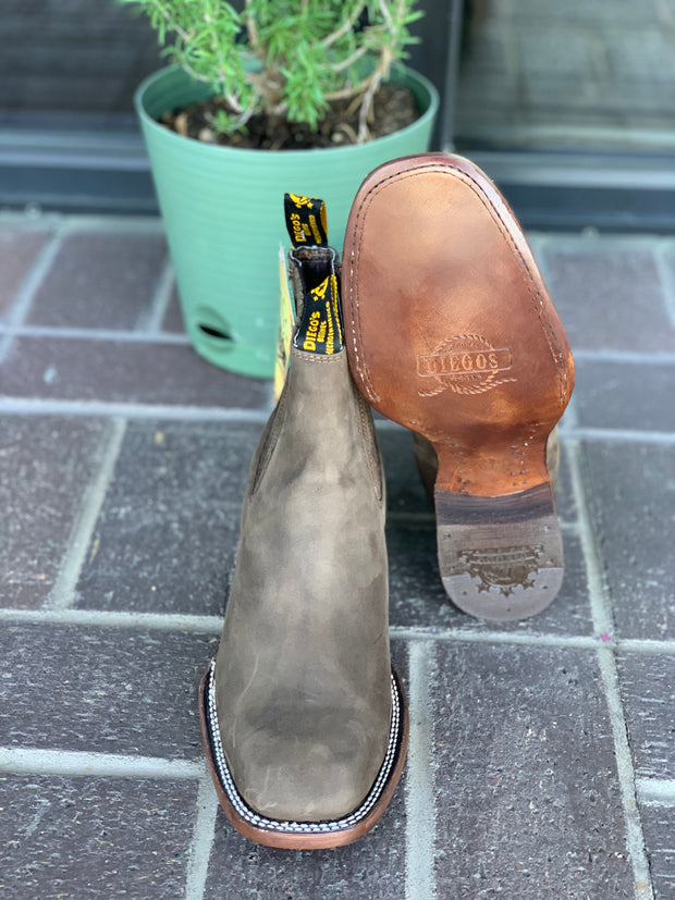 Crazy Horse Brown Suede Botin Charro