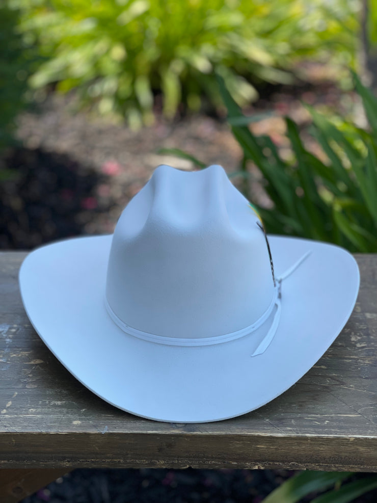 Stetson 6x Spartan Premium White Cowboy Felt Hat Sinaloa (Copa Chica Falda/Brim 3.5")