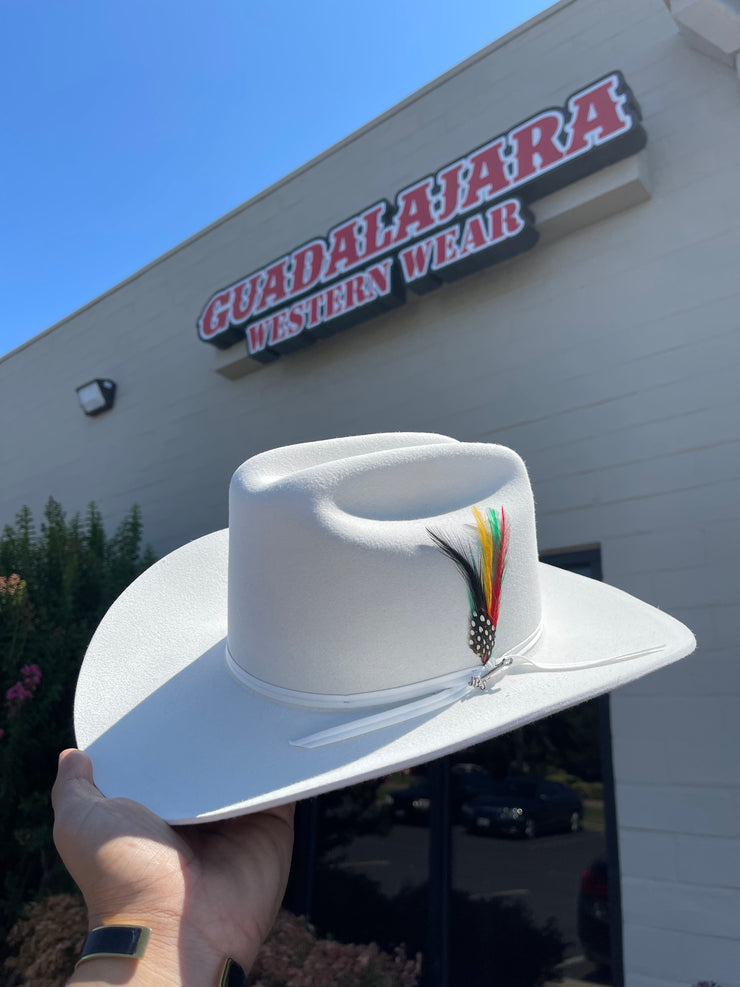 Stetson 6x Spartan Premium White Cowboy Felt Hat Sinaloa (Copa Chica Falda/Brim 3.5")