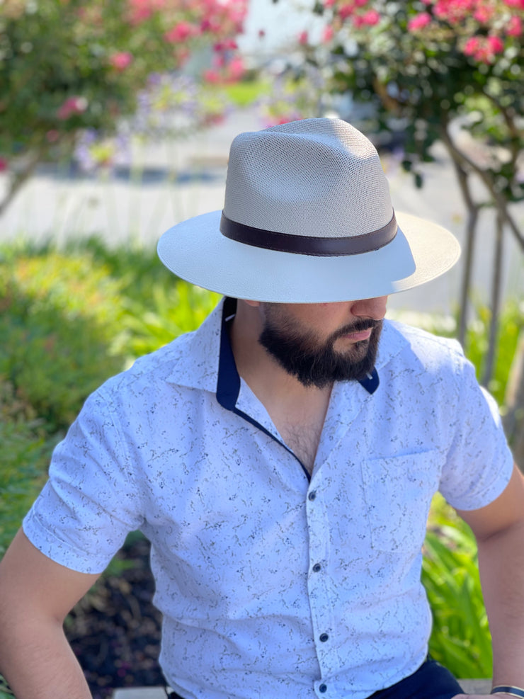 Somher Unisex Straw Hat (Beige/Dark Brown)