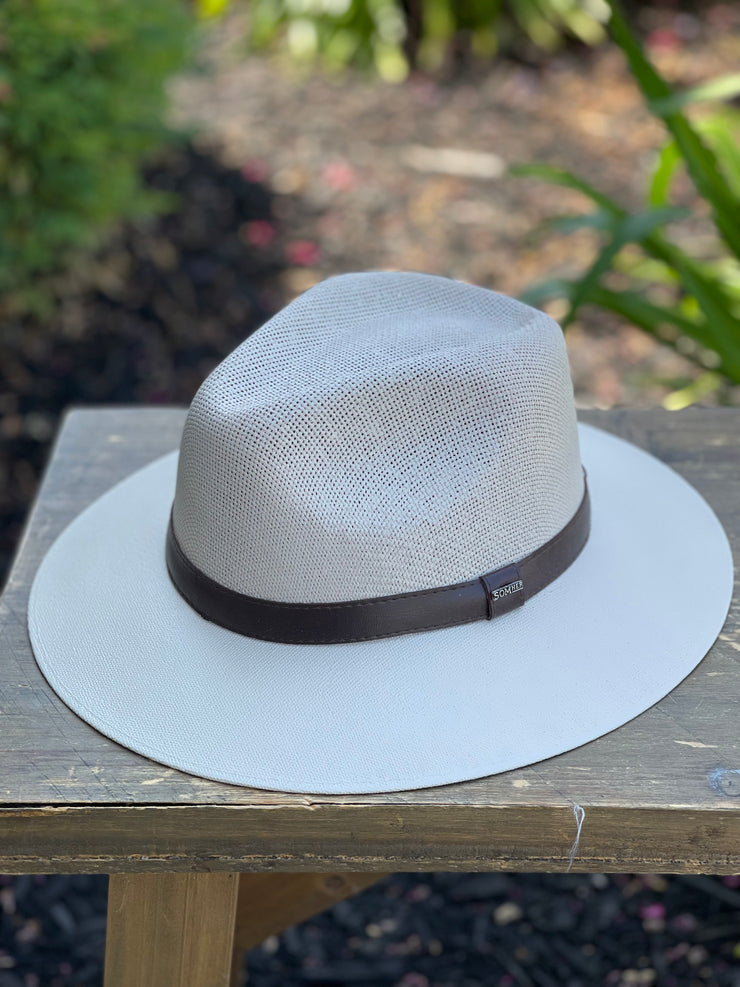 Somher Unisex Straw Hat (Beige/Dark Brown)