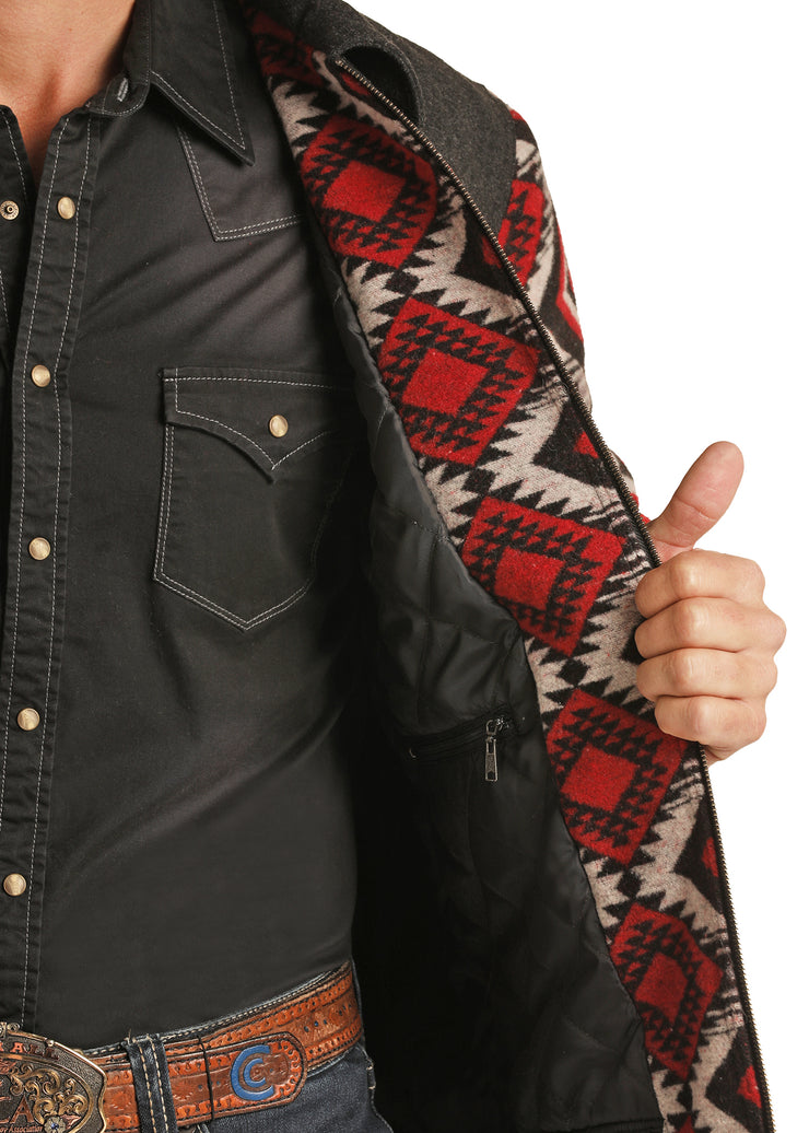 Panhandle Men's Red Aztec Wool Coat