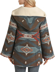 Women's Aztec Wool Jacquard Cape Coat  - Rock&Roll Denim