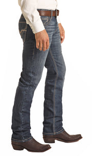 Slim Fit Stretch Tan Double V Pocket Straight Bootcut Jeans - Rock&Roll Denim