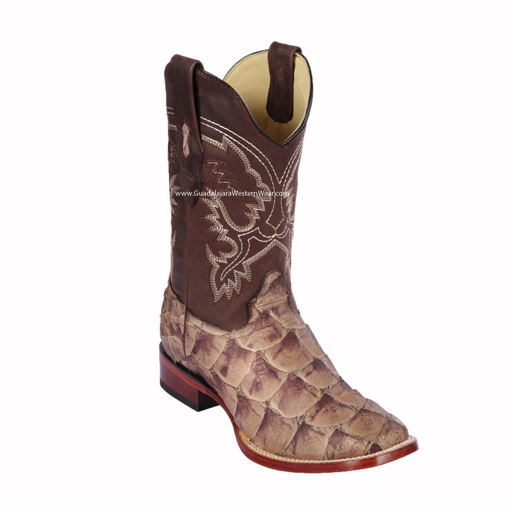 Los Altos Mink Matte Piraruccu Wide Square Toe Cowboy Boots