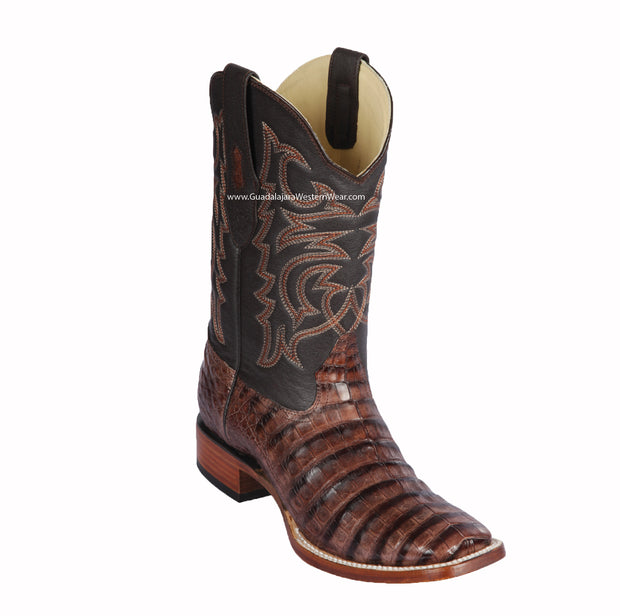 Los Altos Porto Brown Caiman Belly Wide Square Toe Cowboy Boots