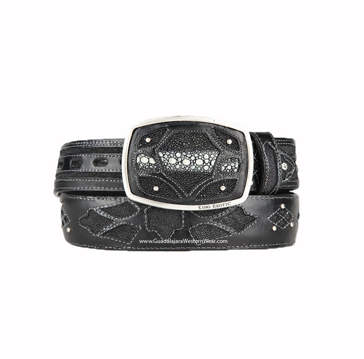 King Exotic Black Stingray Modern Western Leather Belt