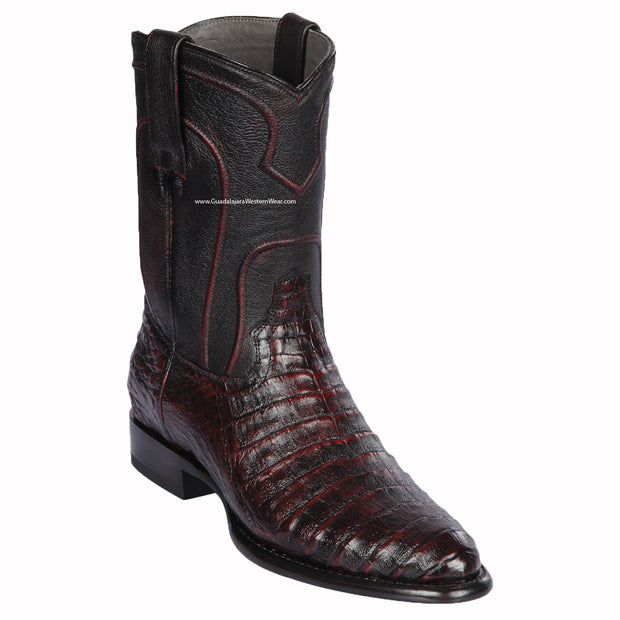 Los Altos Black Cherry Caiman Belly Roper Cowboy Boots