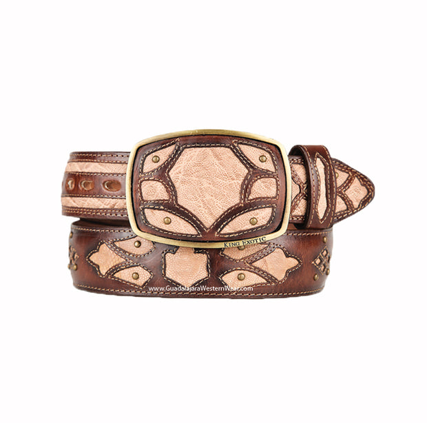 King Exotic Faded Oryx Elephant Modern Western Leather Belt