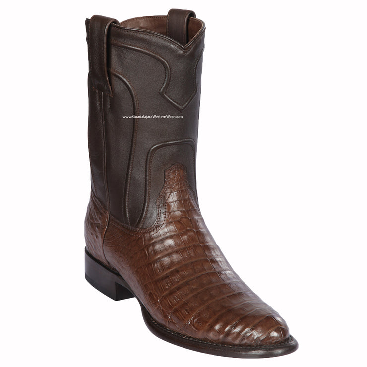 Los Altos Brown Caiman Belly Roper Cowboy Boots