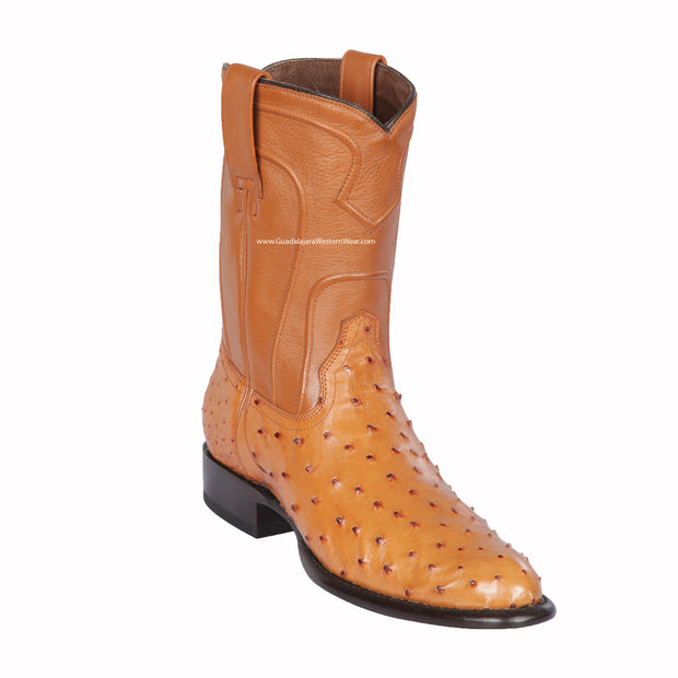 Los Altos Honey Ostrich Roper Cowboy Boots