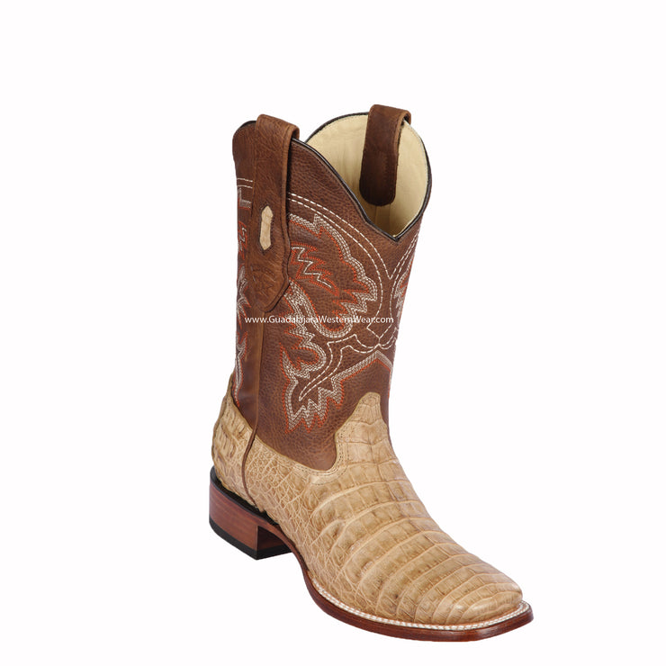 Los Altos Honey Caiman Belly Wide Square Toe Cowboy Boots