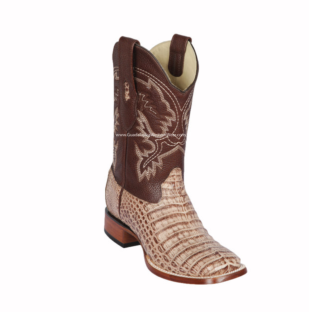 Los Altos Mocha Caiman Belly Wide Square Toe Cowboy Boots