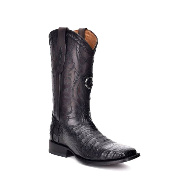 Cuadra Black Caiman Belly Wide Square Toe Cowboy Boot