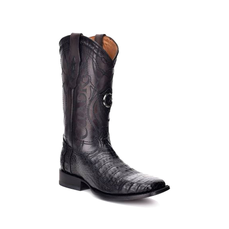 Cuadra Black Caiman Belly Wide Square Toe Cowboy Boot
