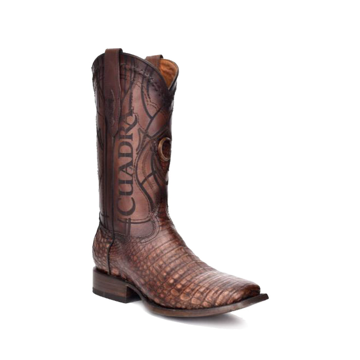 Cuadra Lumber Hueso Caiman Belly Wide Square Toe Cowboy Boot